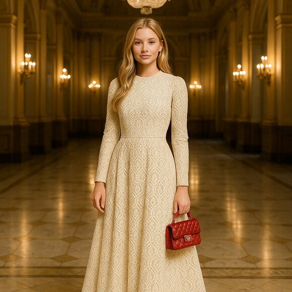 Hottie & Lord gorgeous stunning evening dress completely lined cream size 6 NWT - Picture 3 of 8